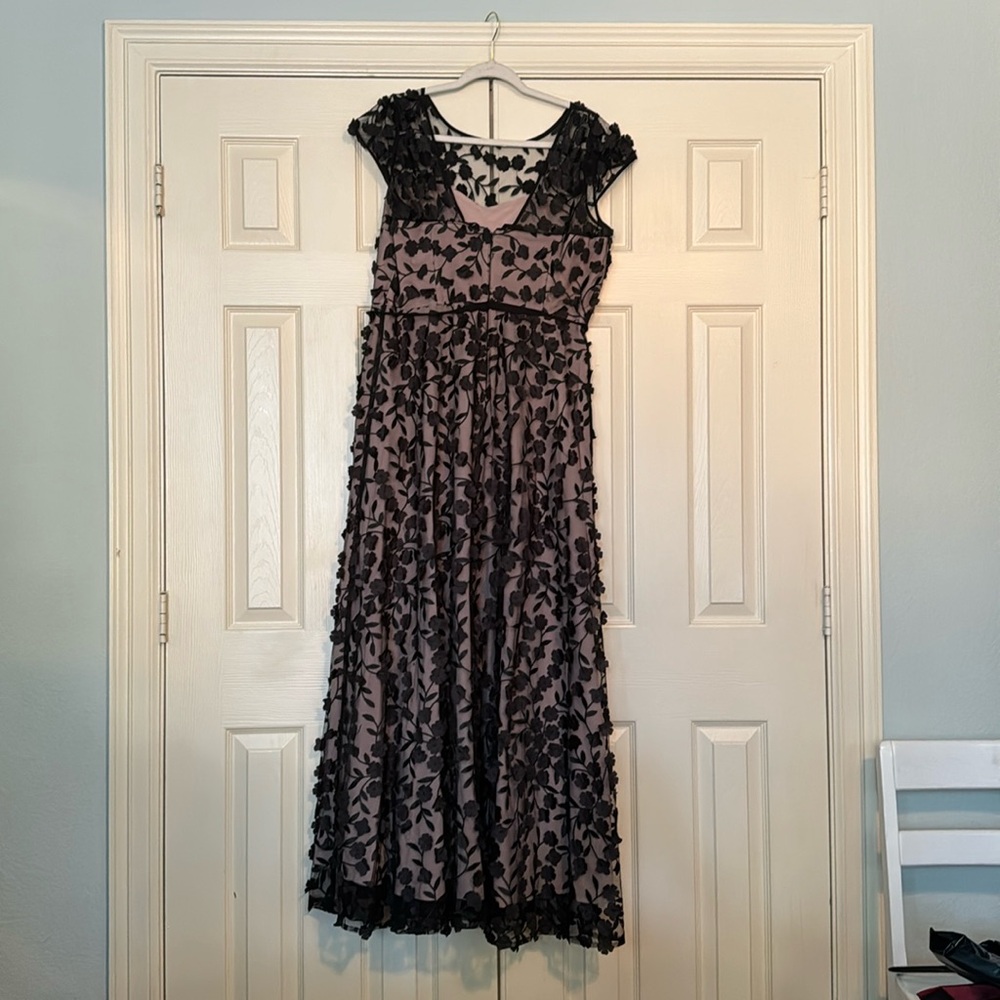 Black floral formal floor length dress